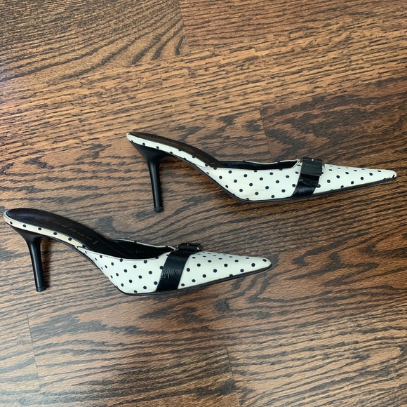 VINTAGE CASADEI SLIP ON HEELS POLKA DOT MADE IN ITALY DESIGNER SHOES - Picture 4 of 9